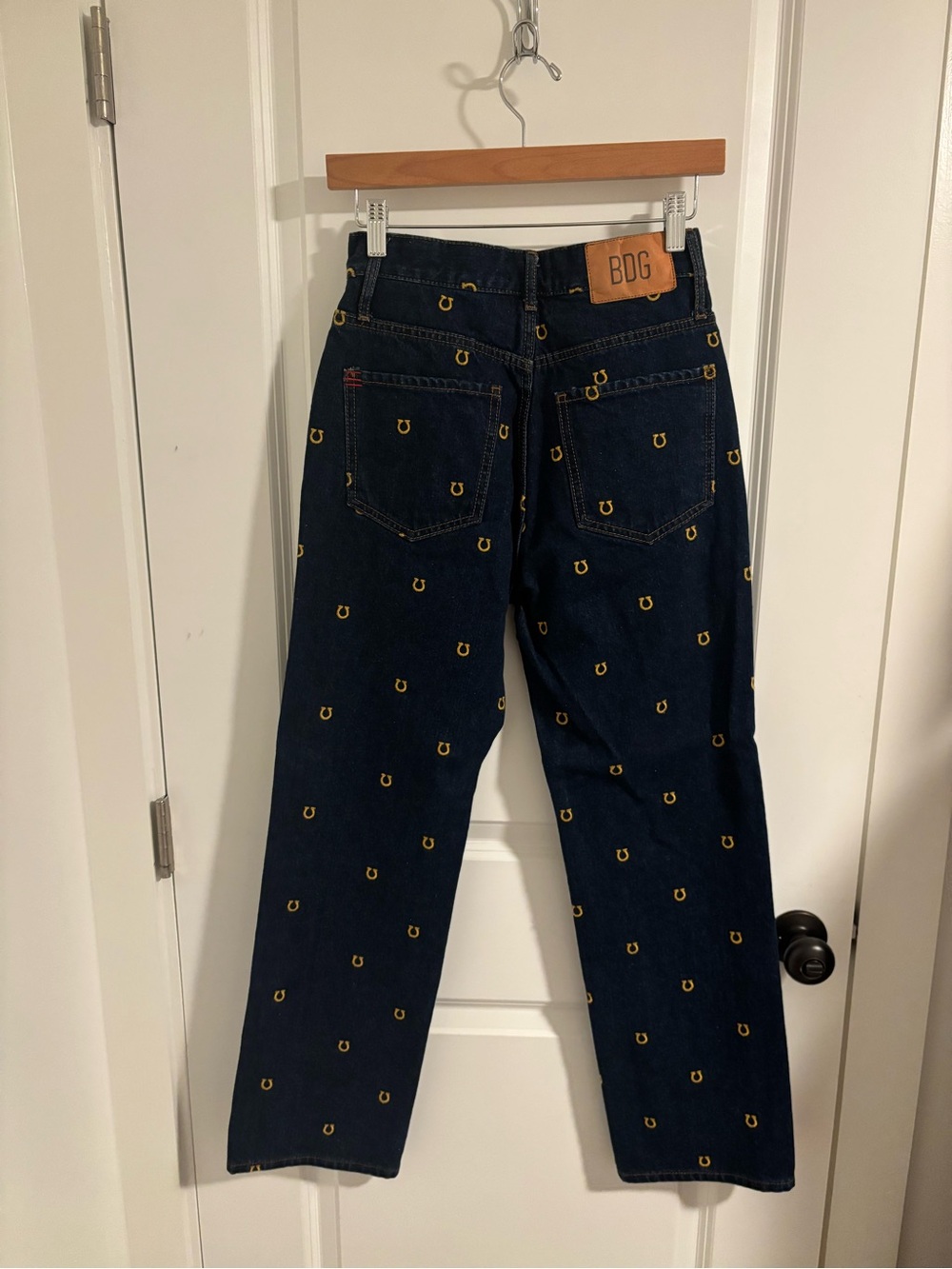 URBAN OUTFITTERS BDG High-Waisted Cowboy Jeans Horseshoe Dark Blue Denim Size 26 - Picture 12 of 13